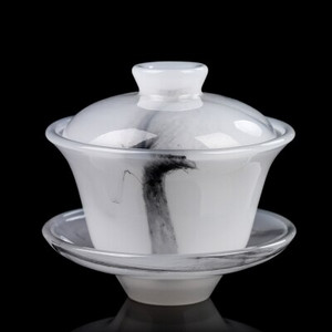 Tintafestmény Fehér Jáde Porcelán Takaró Tál Tea szivárgás Kína Kungfu Tea Trombita Mester Egycsésze Teaset Italedények Teáscsészék