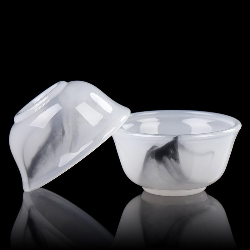 Tintafestmény Fehér Jáde Porcelán Takaró Tál Tea szivárgás Kína Kungfu Tea Trombita Mester Egycsésze Teaset Italedények Teáscsészék