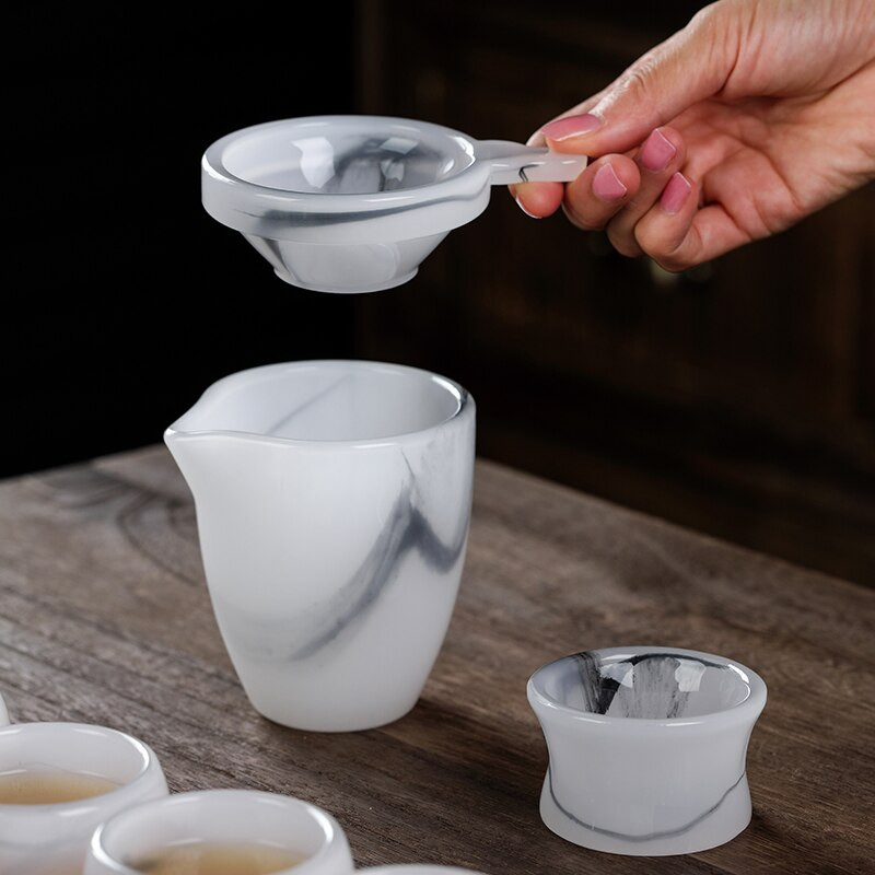 Tintafestmény Fehér Jáde Porcelán Takaró Tál Tea szivárgás Kína Kungfu Tea Trombita Mester Egycsésze Teaset Italedények Teáscsészék