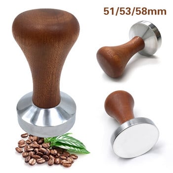 51 мм/53 мм/58 мм Тампер за еспресо кафе Алуминиев разпределител за кафе Инструмент за изравняване Чук за преса за зърна с дървена дръжка за BaristaL