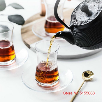 Комплект от 4 бр. PASABAHCE Оригинална подаръчна кутия Чаша и чинийка за турски черен чай Heybeli Чаша за студено кафе Чаша за чай Стъклена чаша с ароматен чай