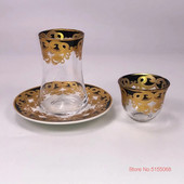 Közel-Kelet Királyi Udvar stílusú török fekete teás csésze csészealj készletek díszdoboz illatos teásüveg luxus nyom arany kávés bögre teáscsésze