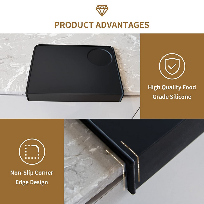 Подложка за набиване на кафе Безопасна за храна силиконова гумена подложка с набраздени подложки Противоплъзгаща подложка за набиване на ъгли за кафе Подложка за набиване на кафе 51/53/58 mm