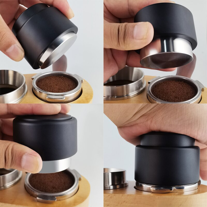 Чук за пудра от неръждаема стомана 304 Полуавтоматичен регулируем уплътнител за кафе Аксесоар за еспресо, подходящ за портафилтър 51/53/58 мм