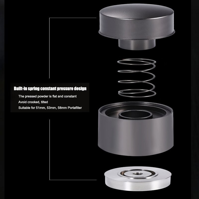 Чук за пудра от неръждаема стомана 304 Полуавтоматичен регулируем уплътнител за кафе Аксесоар за еспресо, подходящ за портафилтър 51/53/58 мм