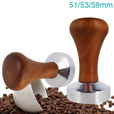 Coffee Tamper 51mm/53mm/58mm Flat Tampers Base Barista Espresso Press With Silicone Mat Dosing Ring Powder Cup