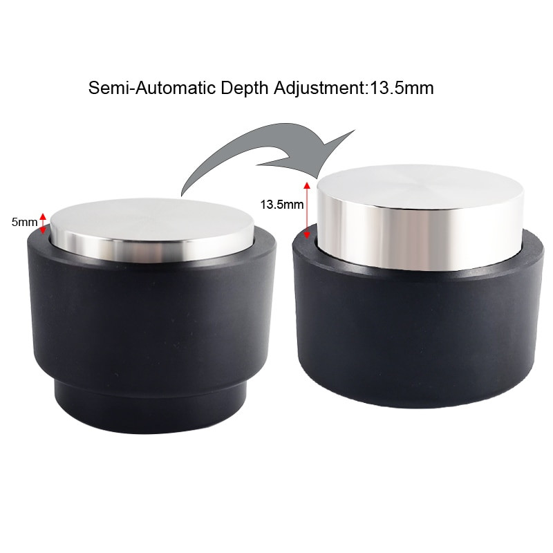 Félautomata, állítható porkalapács, rozsdamentes acél eszpresszó kávétartozék, 51 mm/53/mm58 mm-es portaszűrőhöz alkalmas