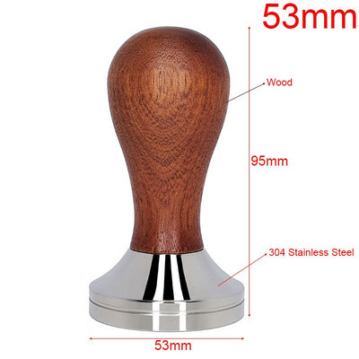 51MM/53MM/58MM Kávé Tamper Rózsafa Kávépor Szabotázs Gépelosztó Kávépor Kalapács Kávékészlet Tartozékok