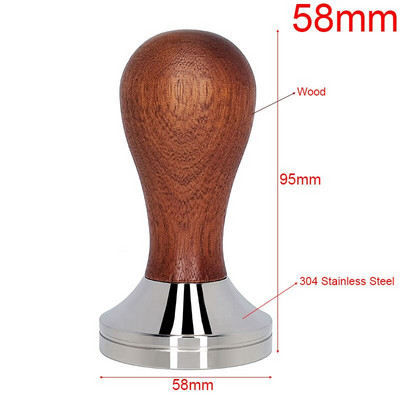 51MM/53MM/58MM Kávé Tamper Rózsafa Kávépor Szabotázs Gépelosztó Kávépor Kalapács Kávékészlet Tartozékok