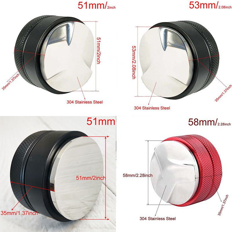 51/53/58 mm 3 kampinis ir plokščias 304 nerūdijančio plieno kavos skirstytuvo lygintuvo įrankis kavos tamperė Tinka 51/53/54/58 mm portafilteriui