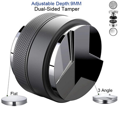 51 mm 53 mm 58 mm 304 rozsdamentes acél 3 ferde lejtős és lapos talpú, kétfejű kávépor tamper espresso porszűrő szűrő