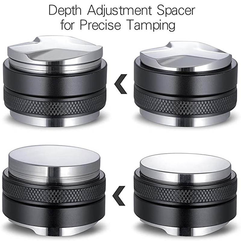 51 mm 53 mm 58 mm 304 rozsdamentes acél 3 ferde lejtős és lapos talpú, kétfejű kávépor tamper espresso porszűrő szűrő