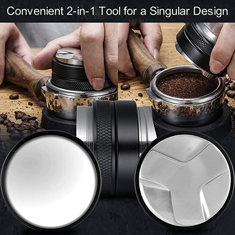 51 mm 53 mm 58 mm 304 rozsdamentes acél 3 ferde lejtős és lapos talpú, kétfejű kávépor tamper espresso porszűrő szűrő