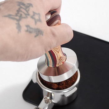 Дървена набивачка за кафе, чук за еспресо на прах, 51-58 mm инструмент за бариста от неръждаема стомана, аксесоар за кафе, ръчно изработена мелница, кухненски инструмент