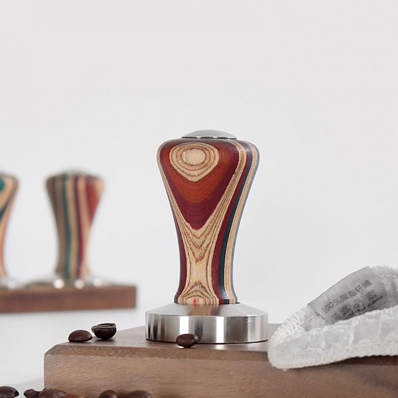 Kavos tamper medinis espreso miltelių plaktukas 51-58 mm nerūdijančio plieno Barista įrankis Kavos priedas Rankų darbo malūnėlio virtuvės įrankis