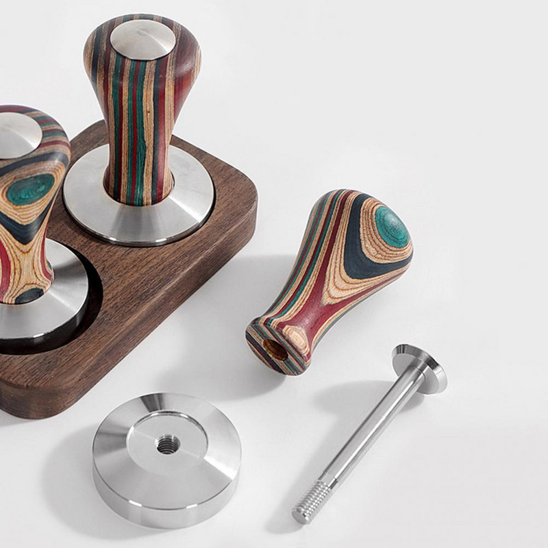 Kavos tamper medinis espreso miltelių plaktukas 51-58 mm nerūdijančio plieno Barista įrankis Kavos priedas Rankų darbo malūnėlio virtuvės įrankis