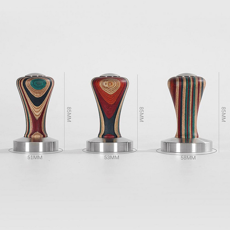 Kavos tamper medinis espreso miltelių plaktukas 51-58 mm nerūdijančio plieno Barista įrankis Kavos priedas Rankų darbo malūnėlio virtuvės įrankis