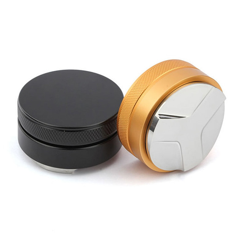 51/53/58 mm dvigubas kavos tamperis nerūdijančio plieno espreso kavos plaktukas su trijų kampų nuolydžiu ir plokščiu pagrindu reguliuojamas miltelių plaktukas