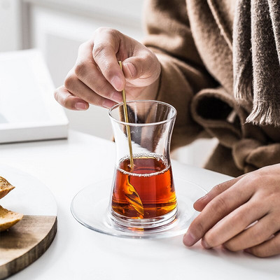 Nordic Small Fresh Style Türgi musta tee tassi ja alustassi komplektid Espresso kohvikruus Shot klaasist teetass Ökosõbralik teetass