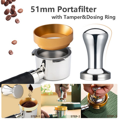 Portafilter 51mm Συμβατό με μηχανές της σειράς Breville Barista με δοσομετρικό δακτύλιο και αξεσουάρ καφέ Tamper Espresso