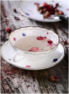 Elegantna šalica i tanjurić, lagana luksuzna šalica za crni čaj, kava, cvjetni koštani porculan Yerba Mate Kahve Fincan Takimlari, set za čaj EF50BD