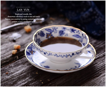 Елегантен комплект чаша и чинийка, лека луксозна чаша за черен чай, кафе, флорален костен китай, Yerba Mate Kahve Fincan Takimlari, сервиз за чай EF50BD