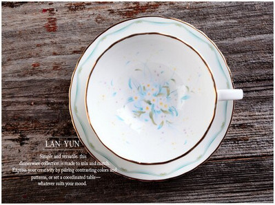 Elegantna šalica i tanjurić, lagana luksuzna šalica za crni čaj, kava, cvjetni koštani porculan Yerba Mate Kahve Fincan Takimlari, set za čaj EF50BD