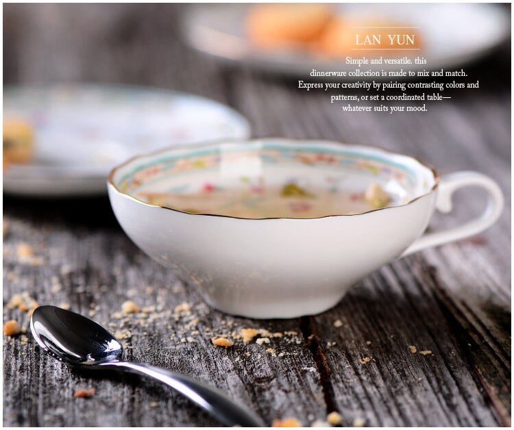 Elegantiškas puodelio ir lėkštės rinkinys Lengvas prabangus juodosios arbatos puodelis kavos gėlių kaulas Kinija Yerba Mate Kahve Fincan Takimlari arbatos rinkinys EF50BD