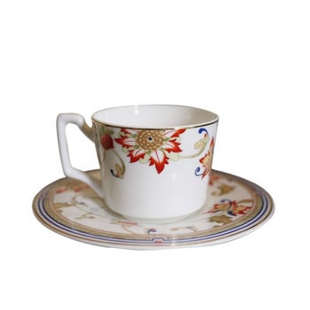 Bone China Coffee Cup Ceramic Flowers Ευρωπαϊκό Σετ φλιτζάνι τσαγιού Ελαφρύ πολυτελές vintage σκεύος Tazas De Cafe Kitchen Dining Bar EB5BD