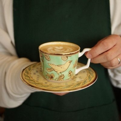 Bone China kávéscsésze kerámia virágok európai teáscsésze készlet könnyű luxus vintage edény Tazas De Cafe konyha étkező bár EB5BD