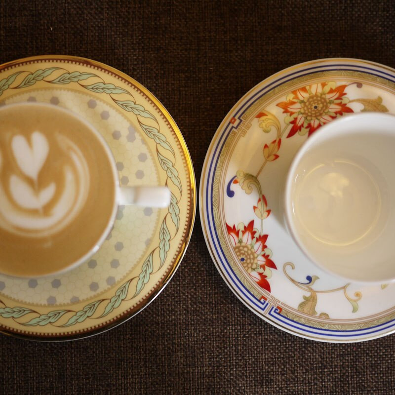 Bone China kávéscsésze kerámia virágok európai teáscsésze készlet könnyű luxus vintage edény Tazas De Cafe konyha étkező bár EB5BD