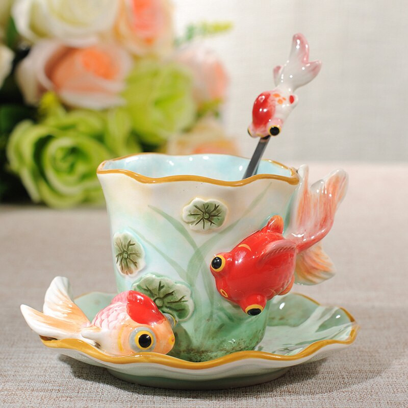 Kreatív kerámia csésze kávé desszert délutáni tea csésze és csészealj teáskészlet Porcelán virágos Tazas Originales fekete teás készlet EF50BD