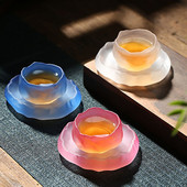 Kreatív üveg tea csésze és csészealj teáscsésze tál kínai stílusú Kung fu kis üvegcsésze kávés bögre Otthoni ivóeszközök Tea szolgáltatás