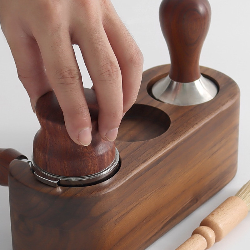 Kávészabotázs 51MM/53MM/58MM Rózsafa kávépor tamperek Gépelosztó Kávéporkalapács Kávékészlet-tartozékok