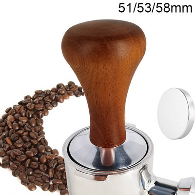 Coffee Tamper 51mm/53mm/58mm Powder Hammer Ξύλινη λαβή Tampers Flat Mat Coffeeware Accessories