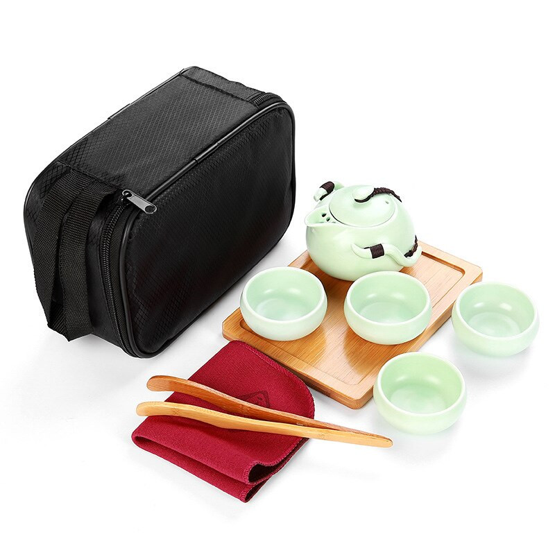 1 lonac 2/4 šalice Keramički čajnik Čajnik Gaiwan Šalica za čaj za puer kineski čajnik Prijenosni set za čaj Posuđe s vrećicama Šalice