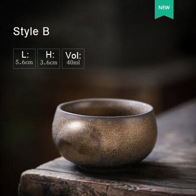 PINNY Retro keramikos aukso glazūros arbatos puodelis Pigmentuotas Kung Fu arbatos puodeliai Japoniško stiliaus vintažinis arbatos dubuo