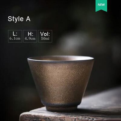 PINNY Retro keramikos aukso glazūros arbatos puodelis Pigmentuotas Kung Fu arbatos puodeliai Japoniško stiliaus vintažinis arbatos dubuo