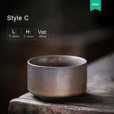PINNY Retro keramikos aukso glazūros arbatos puodelis Pigmentuotas Kung Fu arbatos puodeliai Japoniško stiliaus vintažinis arbatos dubuo