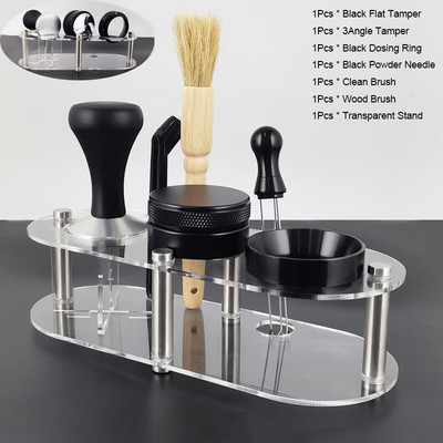 1-7 bucăți 51mm 53mm 58mm suport de tamper de cafea pentru ciocan de pulbere reglabil cu 3 unghiuri de dozare bol coș cu perie ac