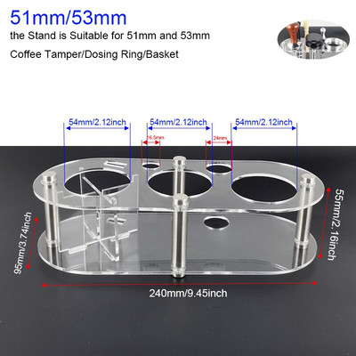 1-7 bucăți 51mm 53mm 58mm suport de tamper de cafea pentru ciocan de pulbere reglabil cu 3 unghiuri de dozare bol coș cu perie ac