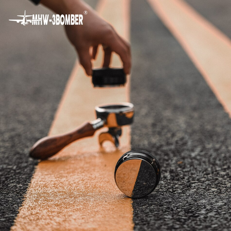 51/58,35 mm kavos skirstytuvas espreso tamper Reguliuojamas espreso skirstytuvo lygintuvas 304 nerūdijančio plieno išgaubtas pagrindas