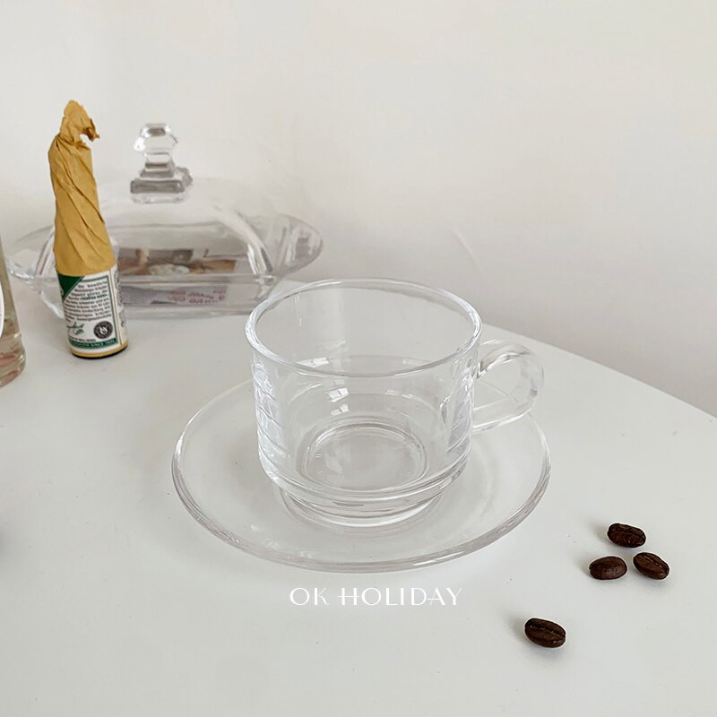Nordic Creative Luxus csésze üveg átlátszó arany perem csészealj készlet csésze Tazas Cafe Italkészlet Reggeli Tej Tea Csésze Iroda