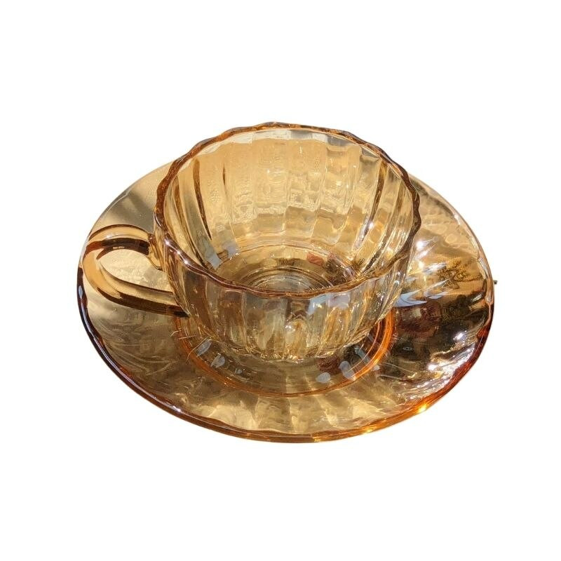 Set de sticlă transparentă, ceașcă de cafea, farfurii, farfurii pentru desert, drăguț, ceașcă de ceai cu bule, cu flori, set de ceai de după-amiază plegable AA50BD