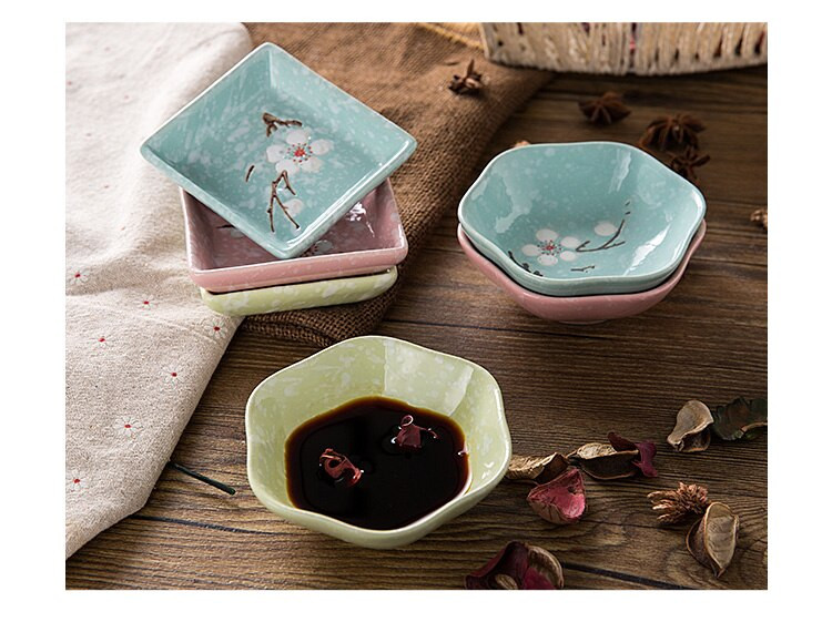 Hópehely kerámia kistál japán étkészlet ecetes edény szójaszósz étel fűszeres tál csontos edény