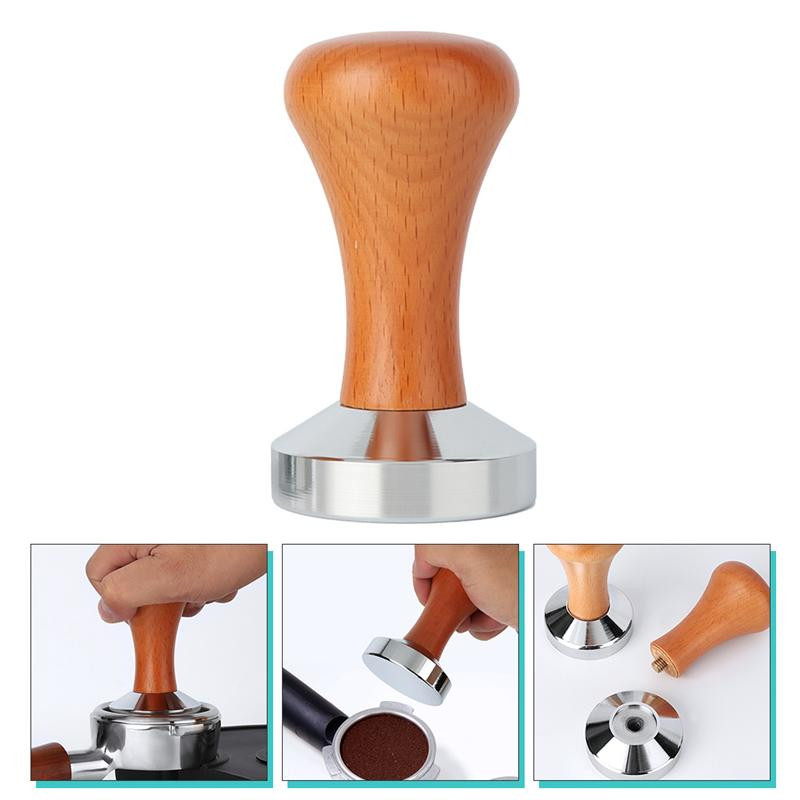 49mm Tamper cafea Mâner din lemn Tamper cafea Instrument profesional pentru prepararea cafelei Tamper plat pentru boabe de espresso