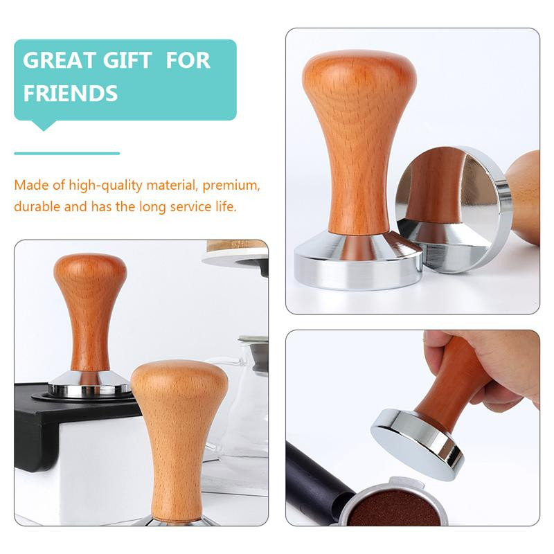 49mm Tamper cafea Mâner din lemn Tamper cafea Instrument profesional pentru prepararea cafelei Tamper plat pentru boabe de espresso