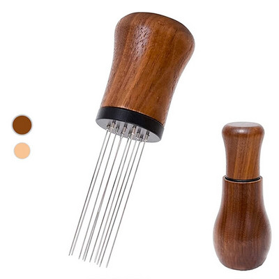 Alat za distribuciju espressa Darovi Drvena drška 10 igala za izravnavanje 0,3 mm Stalak za miješanje kave od nehrđajućeg čelika Nabijač za kavu u prahu