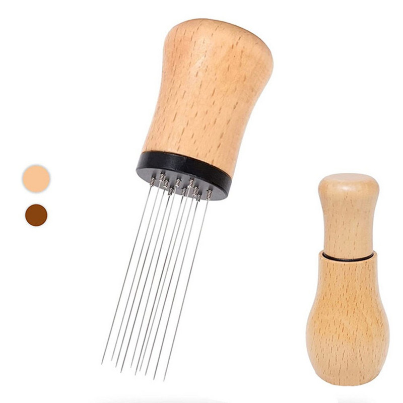 Alat za distribuciju espressa Darovi Drvena drška 10 igala za izravnavanje 0,3 mm Stalak za miješanje kave od nehrđajućeg čelika Nabijač za kavu u prahu