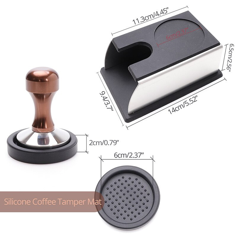 Barista eszpresszó kávé szabotázs lapos talp, szilikon kávé tamper mat (51/53/58mm)